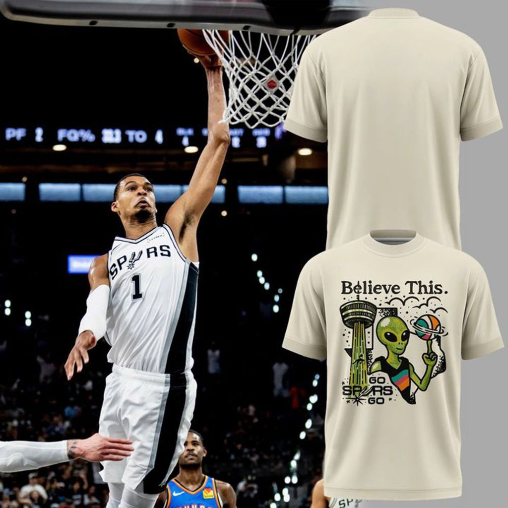 San Antonio Spurs Wemby Alien T-Shirt Believe This Go Spurs Go Shirt Gift For Basketball Fans