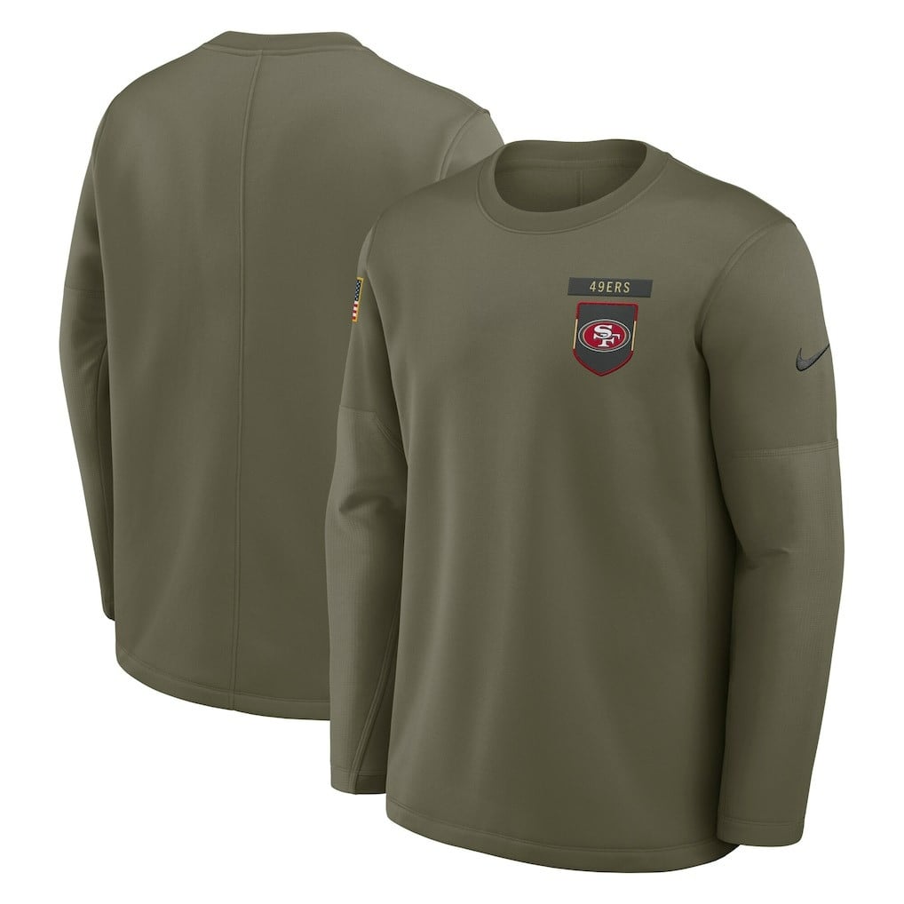 San Francisco 49ers 2025 Salute to Service Sideline Coaches Therma-FIT Long Sleeve Shirt - Olive