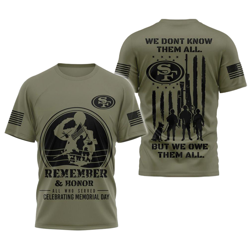 San Francisco 49ers 2026 NFL Celebrating Memorial Day Shirt 49ers Merch Gifts For Military