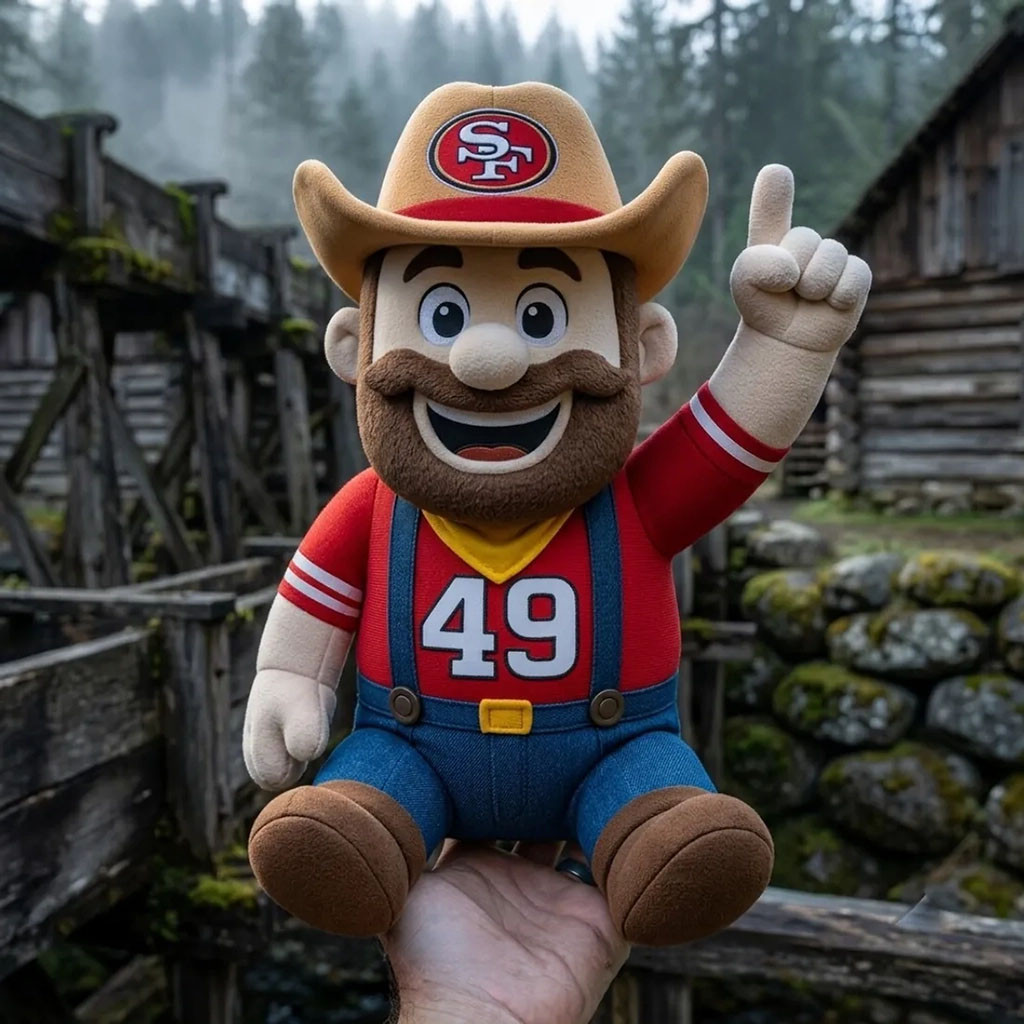San Francisco 49ers Cowboy Mascot Plush Pillow SF 49ers Merch Gift For Football Fans