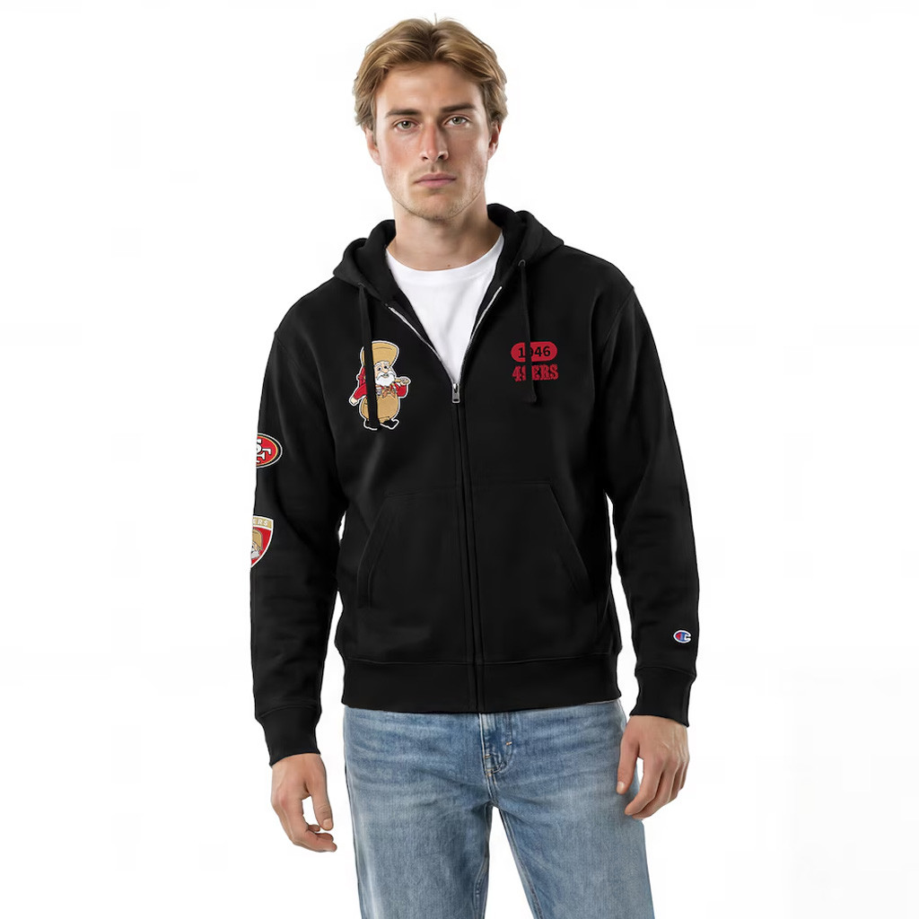 San Francisco 49ers Disney X NFL Champion Stinky Pete All-Star Zip Hoodie Black SF 49ers Merch Fan Gifts