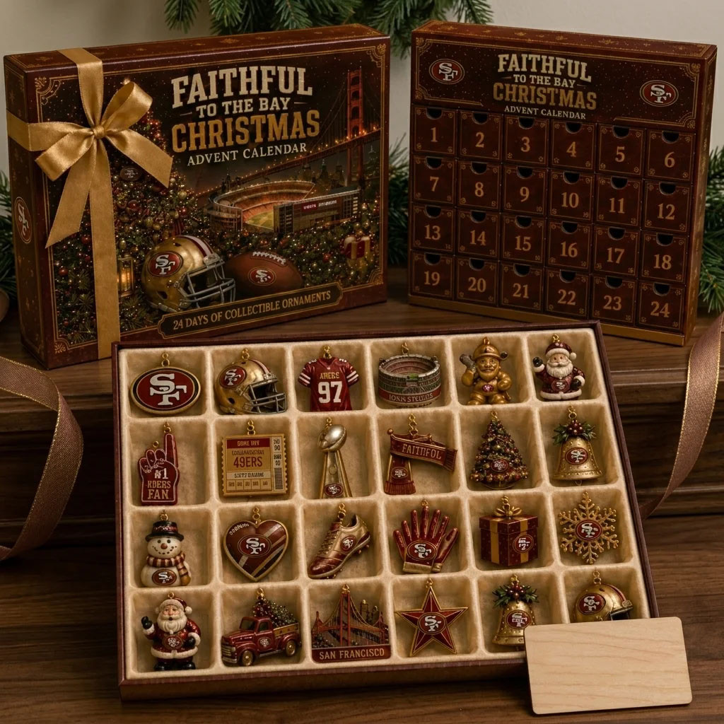 San Francisco 49ers Faithful To The Bay Ornament Advent Calendar SF 49ers Merch Christmas Gifts