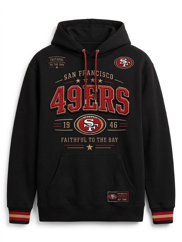 San Francisco 49ers Faithful To The Bay V-Neck Shirt 49ers Merch Game Day T-Shirt Football Gear - Image 3