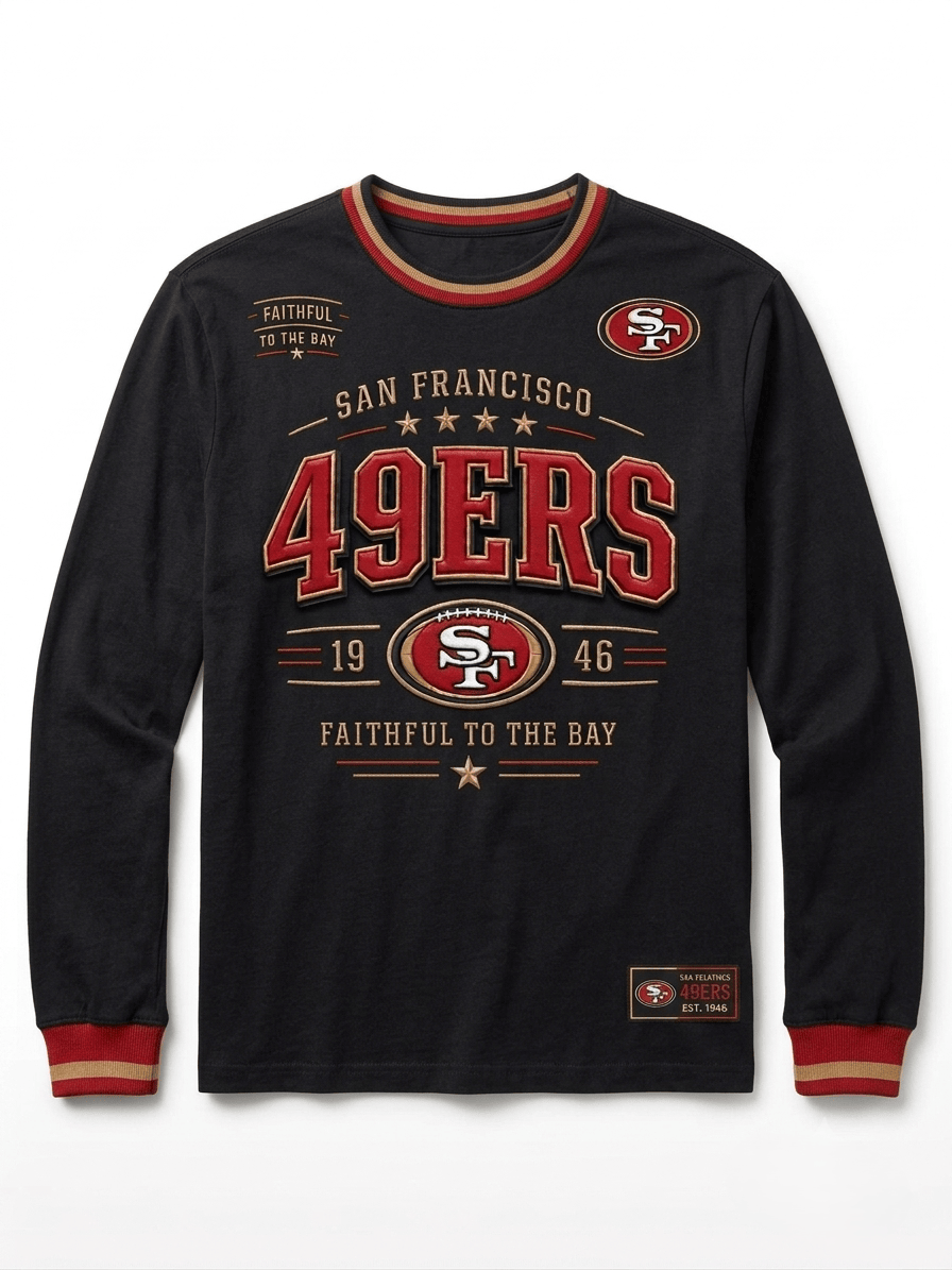 San Francisco 49ers Faithful To The Bay V-Neck Shirt 49ers Merch Game Day T-Shirt Football Gear - Image 6