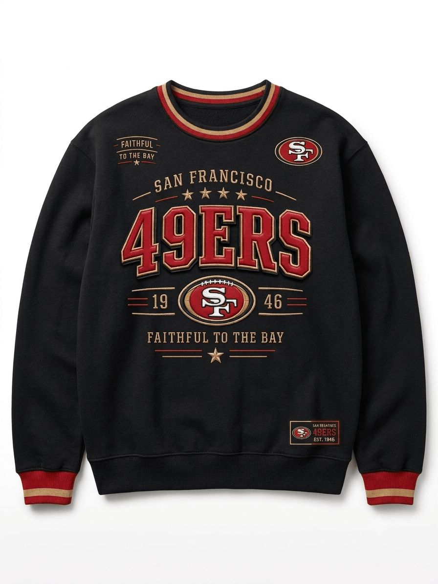 San Francisco 49ers Faithful To The Bay V-Neck Shirt 49ers Merch Game Day T-Shirt Football Gear - Image 5