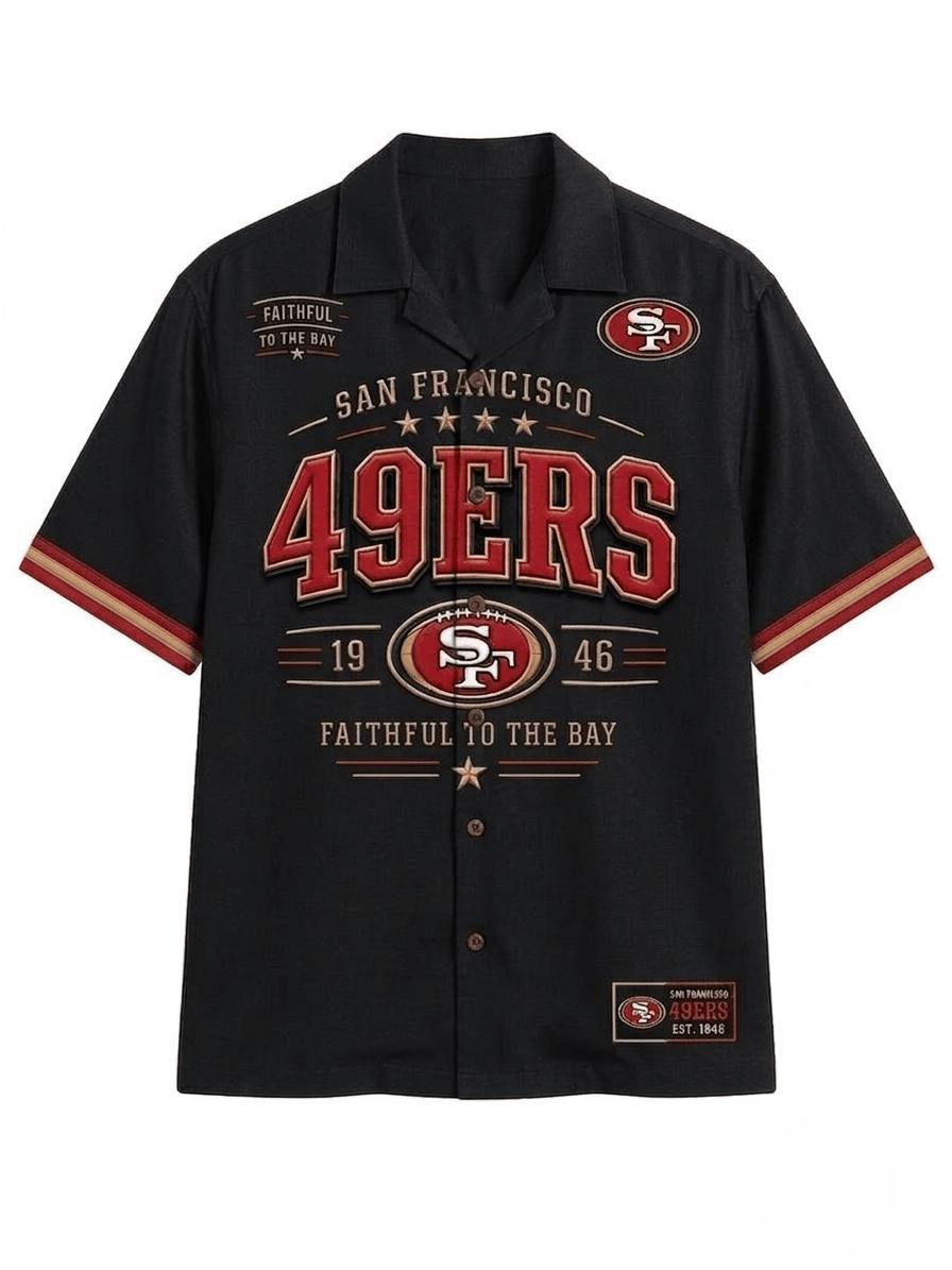 San Francisco 49ers Faithful To The Bay V-Neck Shirt 49ers Merch Game Day T-Shirt Football Gear - Image 8