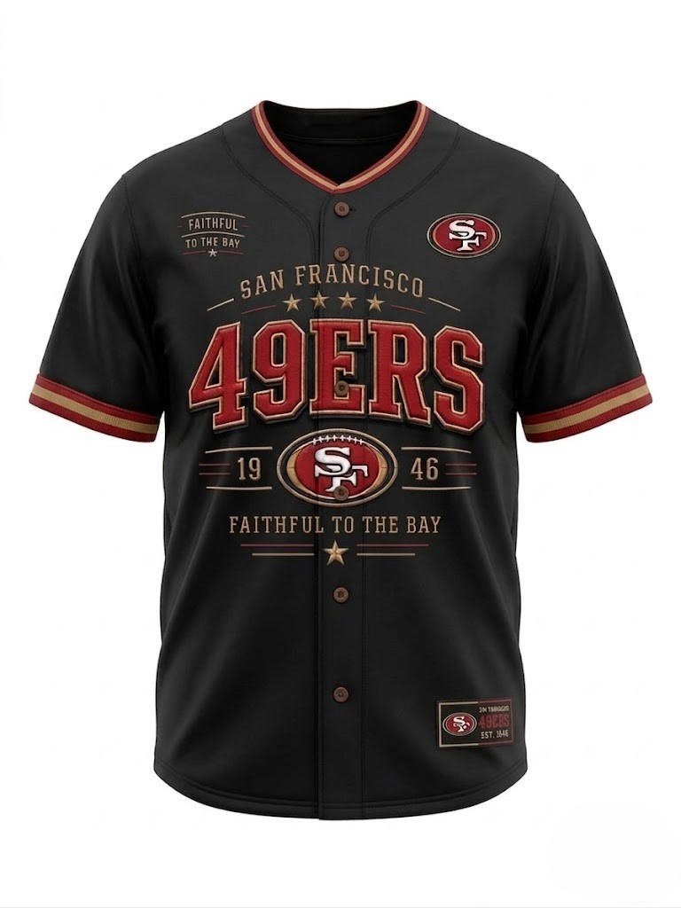 San Francisco 49ers Faithful To The Bay V-Neck Shirt 49ers Merch Game Day T-Shirt Football Gear - Image 9