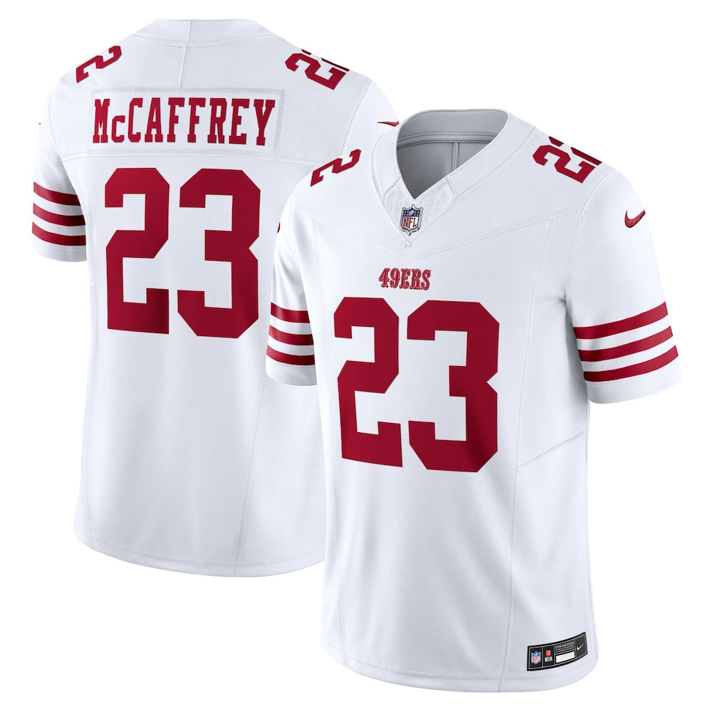 San Francisco 49ers Merch - Men's Christian McCaffrey Vapor F.U.S.E. Limited Jersey, White - Best Football Related Gifts