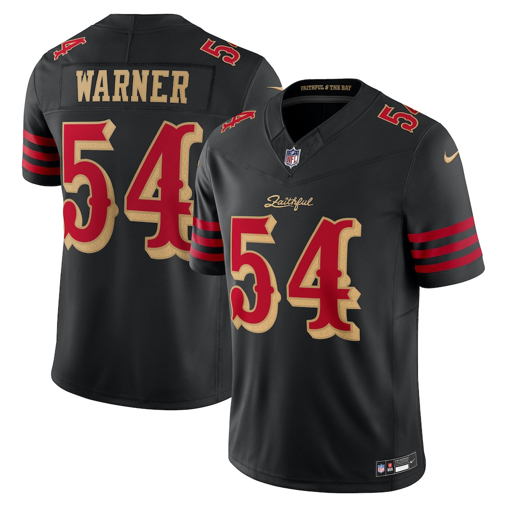 San Francisco 49ers Merch - Men's Fred Warner 2025 Rivalries Collection Stitched Limited Jersey, Black  - Good Football Gifts