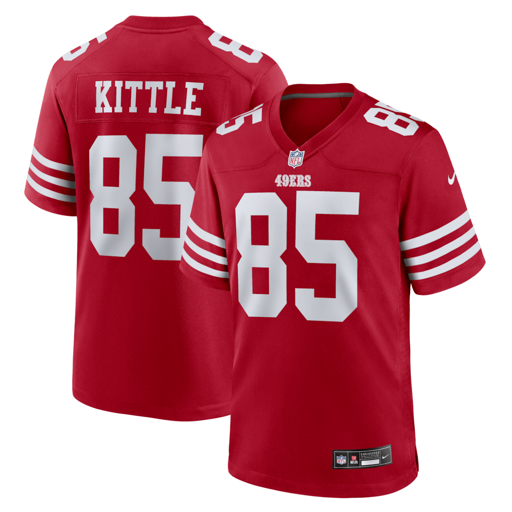 San Francisco 49ers Merch - Men's George Kittle Scarlet Player Game Jersey - Good Football Gifts