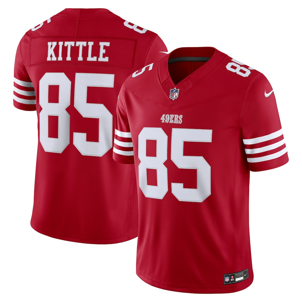 San Francisco 49ers Merch - Men's George Kittle Scarlet Team Vapor F.U.S.E. Stitched Limited Jersey - Great Football Gifts