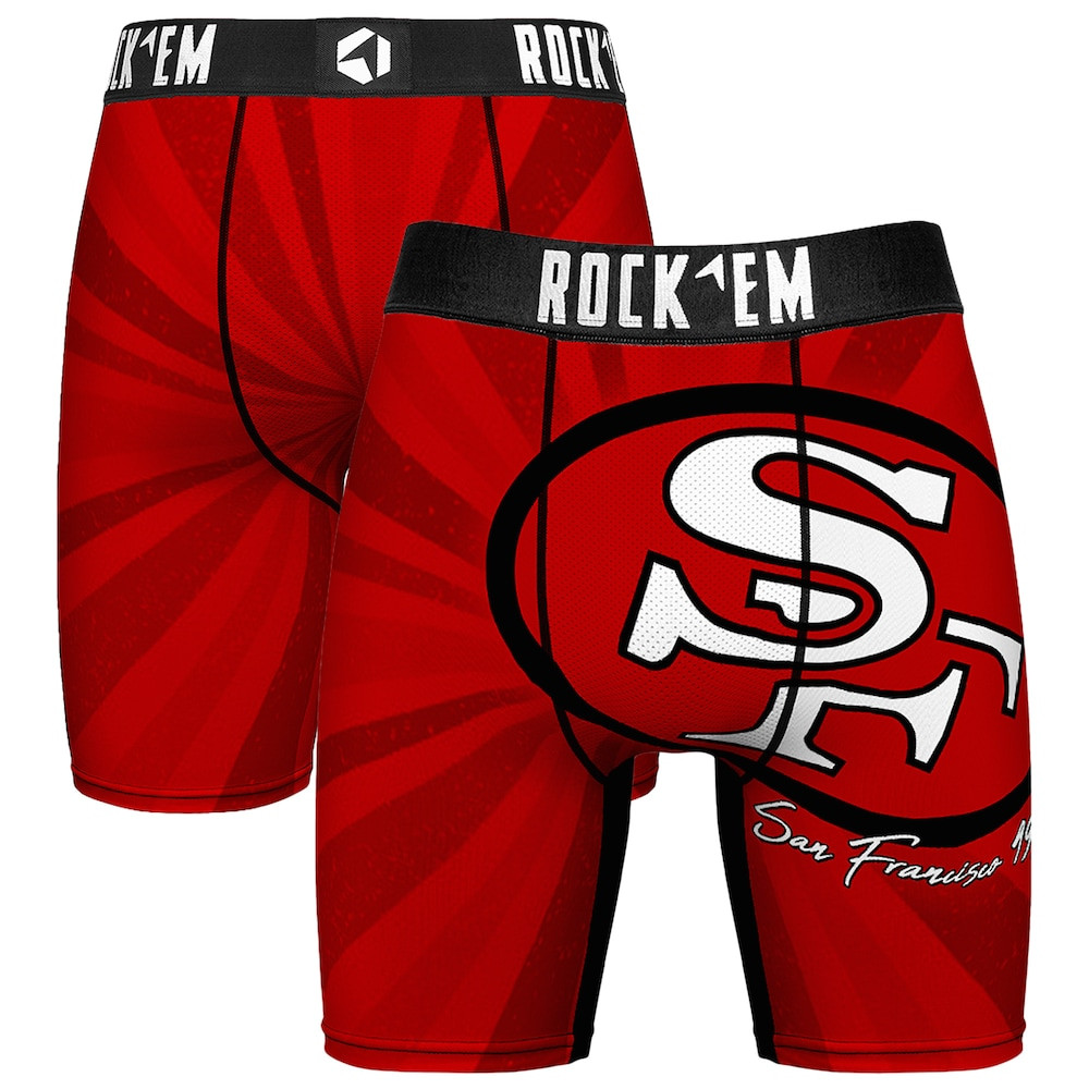 San Francisco 49ers Merch - Men's Rock Em Socks Throwback Swirl Boxer Briefs - Birthday Gift For Football Lover