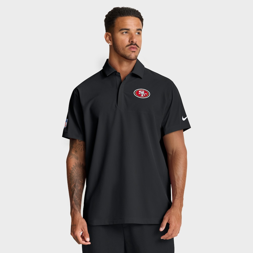 San Francisco 49ers Merch - Men's Sideline Woven Dri-FIT Polo, Black - Best Football Gift Ideas