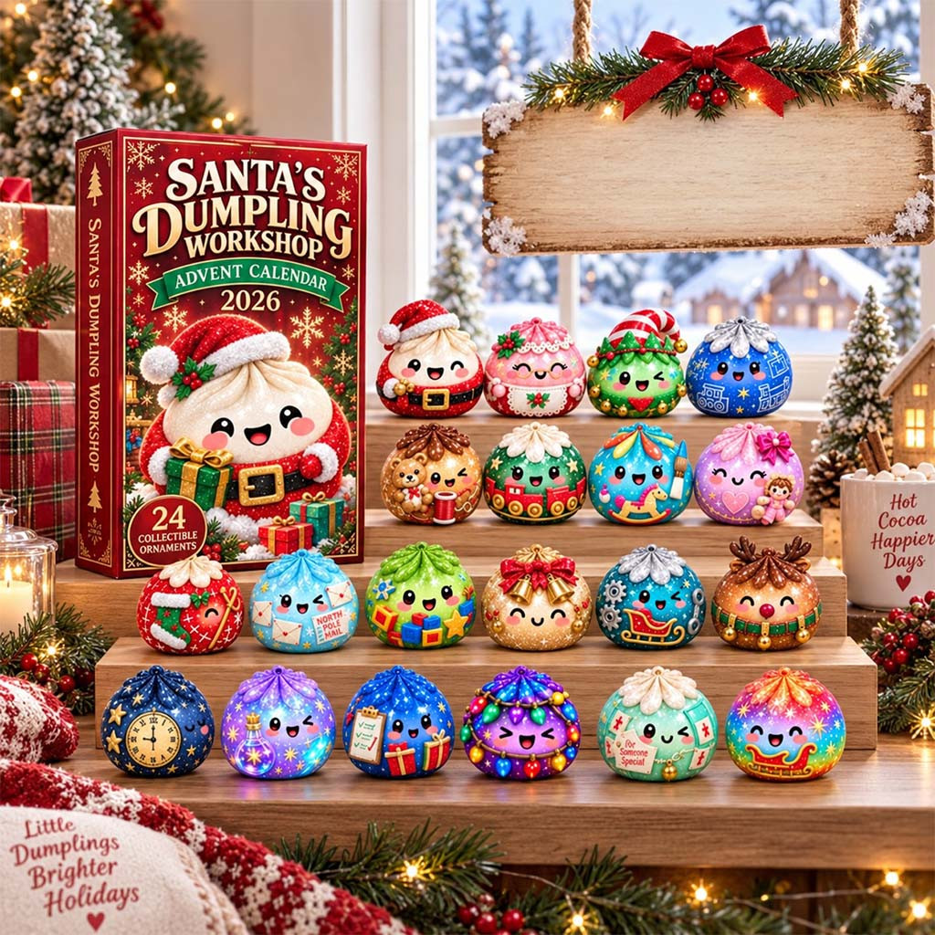 Santa's Dumpling Workshop Advent Calendar Food Christmas Ornaments Gifts For Dumpling Lovers