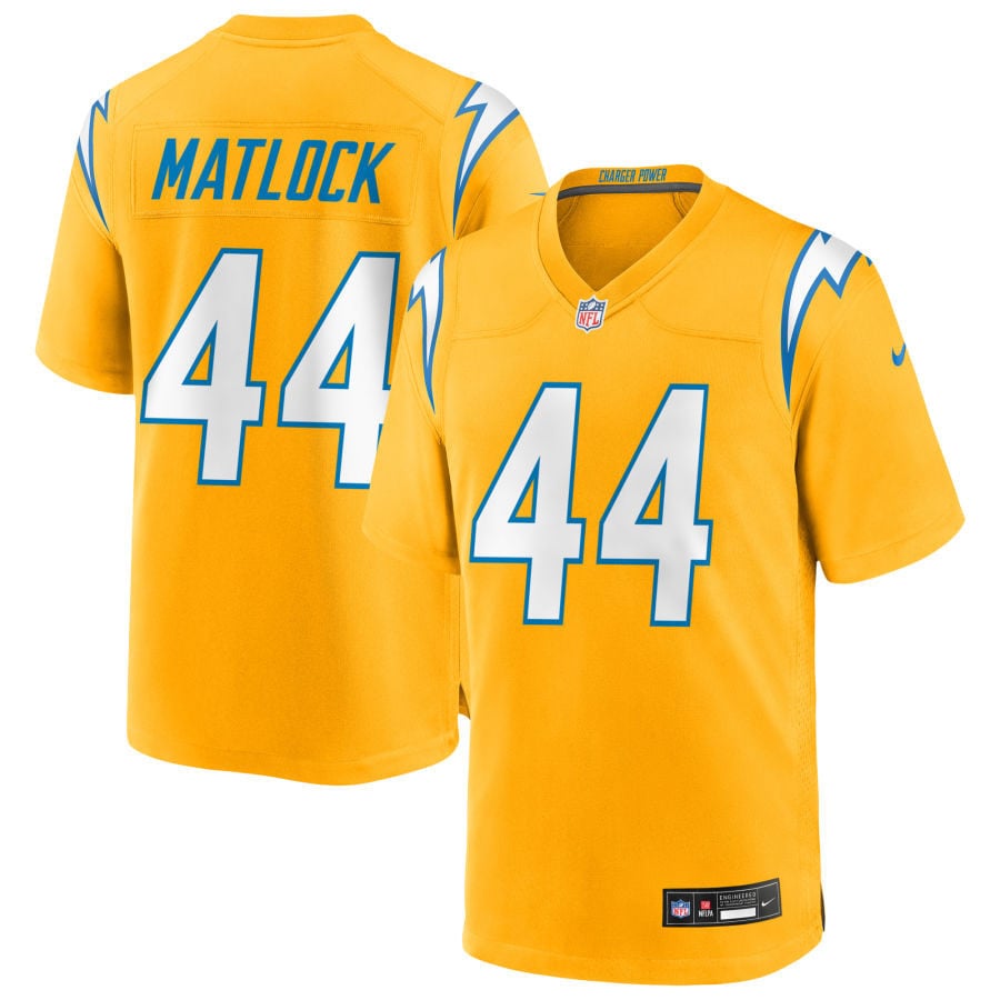 Scott Matlock Los Angeles Chargers 2025 Alternate Charger Power Game Jersey - Gold