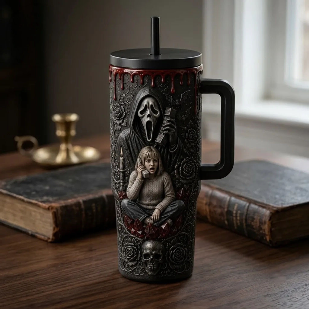 Scream Horror Movie Halloween Stanley Tumbler Ghostface Travel Cup Scream Merch Fan Gifts