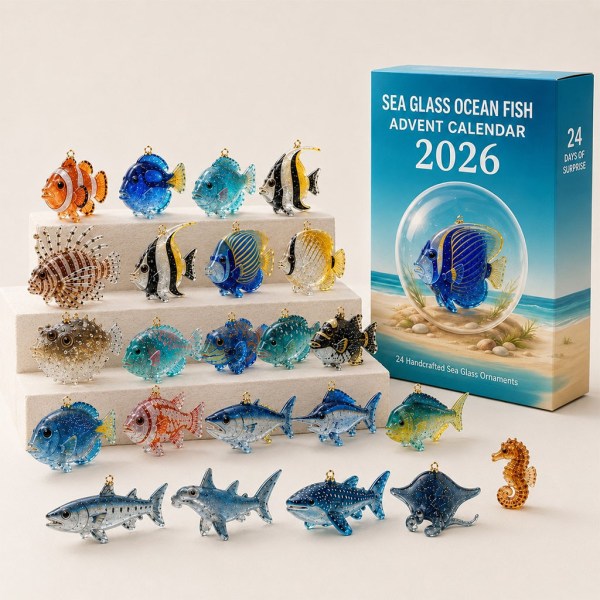 Sea Glass Ocean Fish Advent Calendar 2026 24 Days Christmas Mystery Ornaments Coastal Holiday Gift - Image 2
