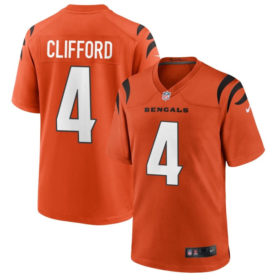 Sean Clifford Cincinnati Bengals 2025 Alternate Game Jersey - Orange