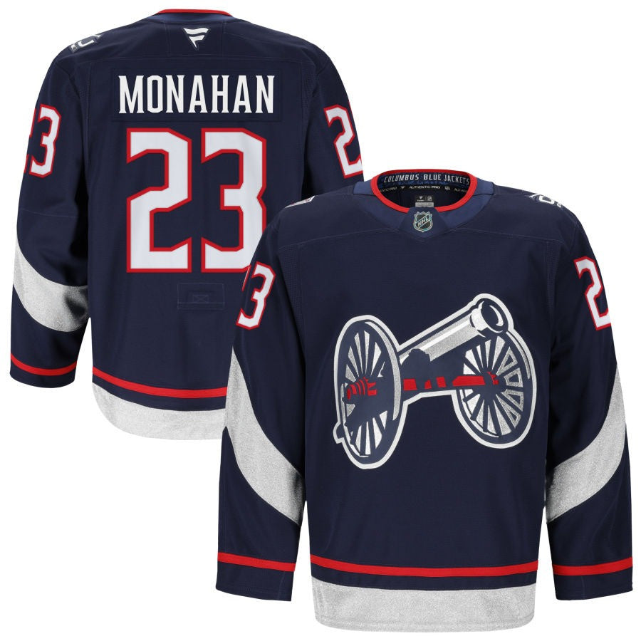 Sean Monahan Columbus Blue Jackets 2025 NHL Stadium Series Premium Navy Jersey 1 Sean Monahan Columbus Blue Jackets 2025 NHL Stadium Series Premium Navy Jersey