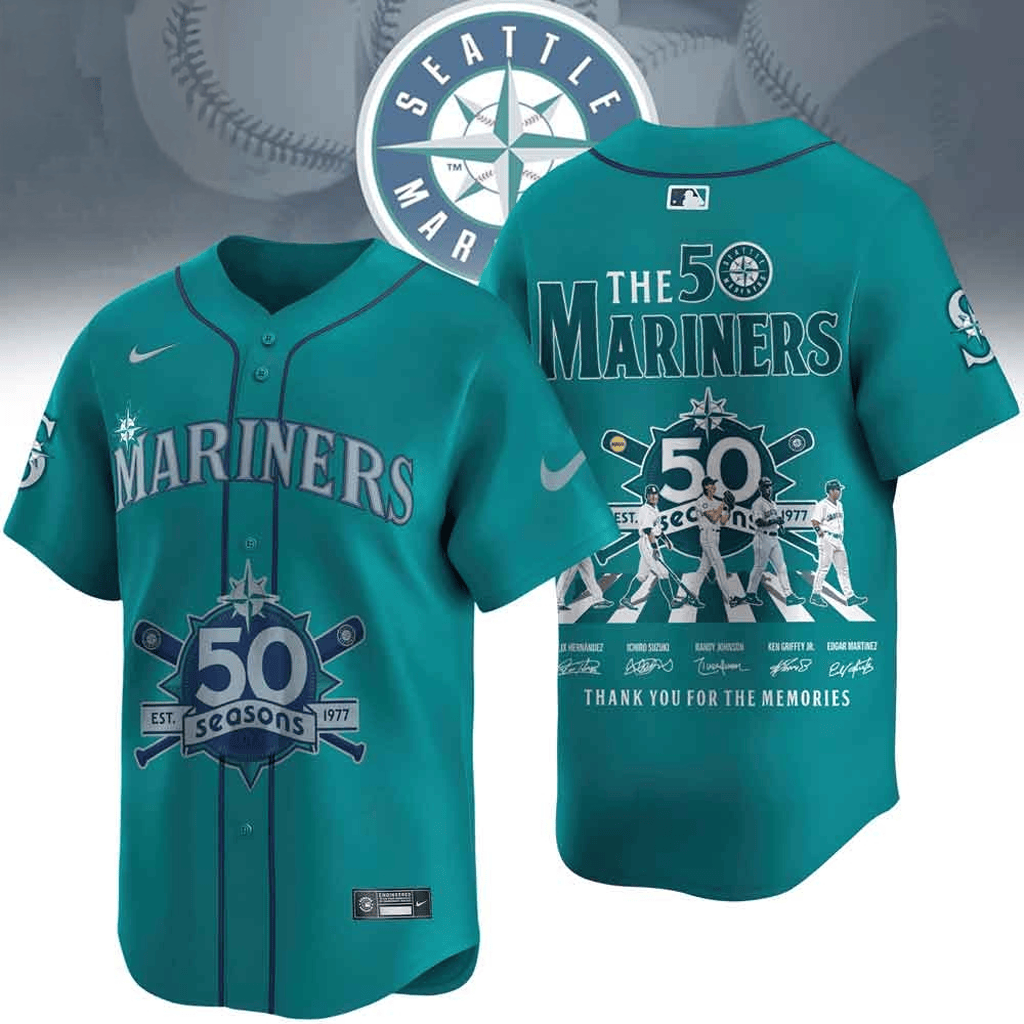 Seattle Mariners 50 Seasons 1977 2027 Anniversary Legends Signatures Jersey Mariners Merch