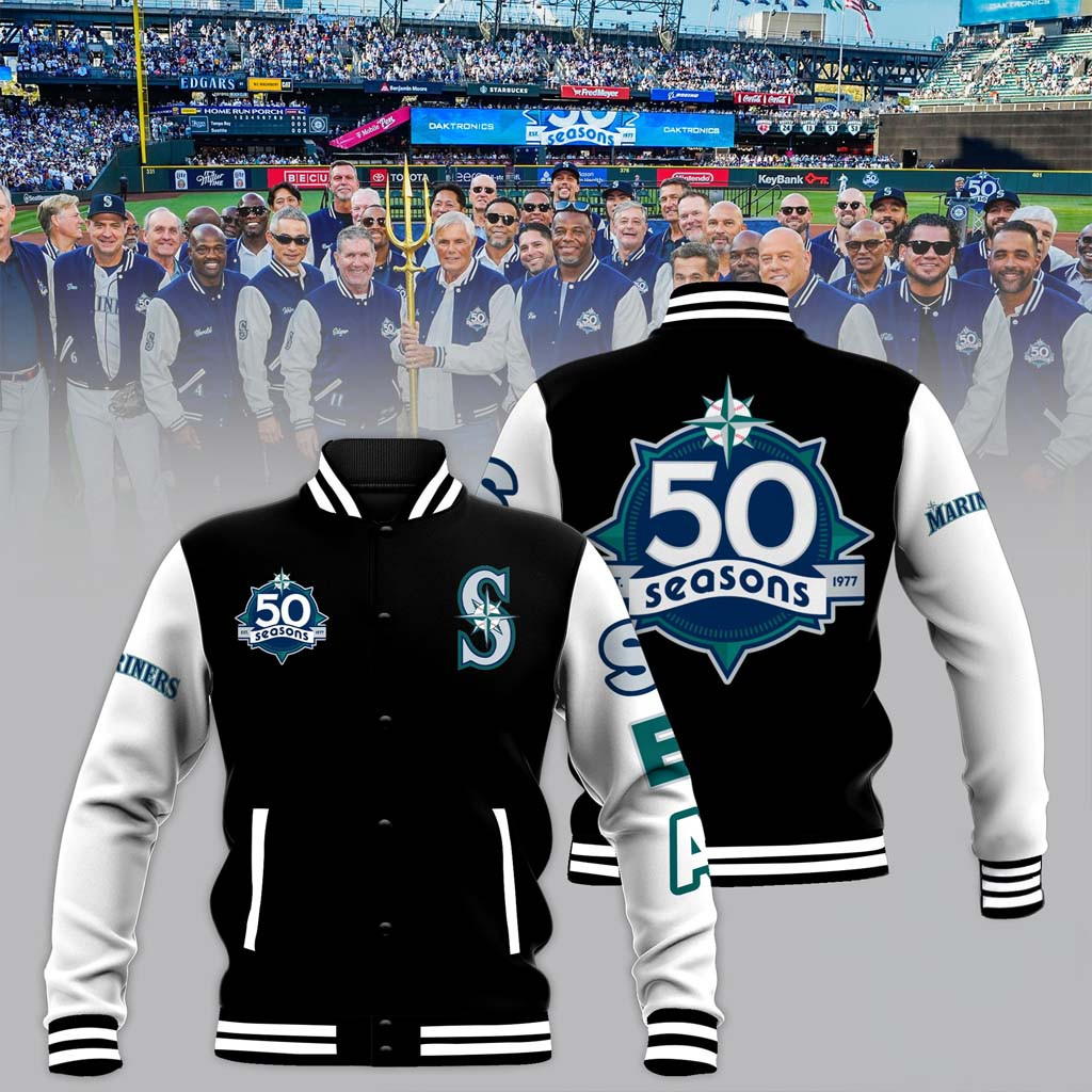 Seattle Mariners 50 Seasons Baseball Jacket Seattle Mariners Merch Gifts For Baseball Fans