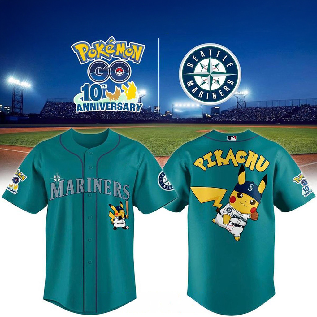 Seattle Mariners Pokemon Go Fest 2026 Tour Baseball Jersey Mariners Merch Gifts For Fans