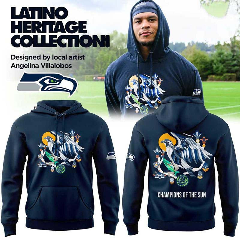 Seattle Seahawks Launches 2026 Latino Heritage Collection Hoodie Seattle Seahawks Merch Navy