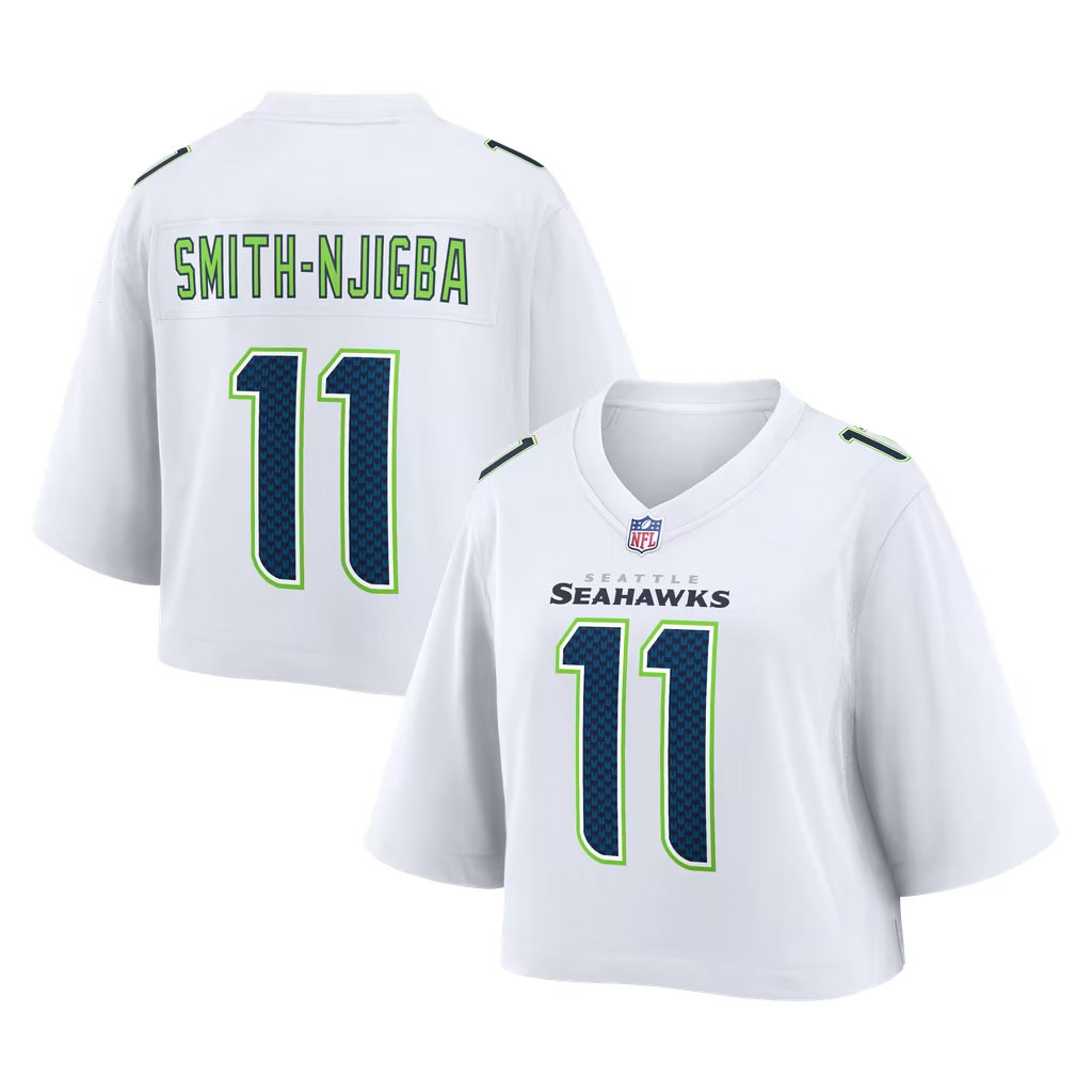 Seattle Seahawks Merch 2026 #11 Jaxon Smith-Njigba White Seattle Seahawks Cropped Game Jersey