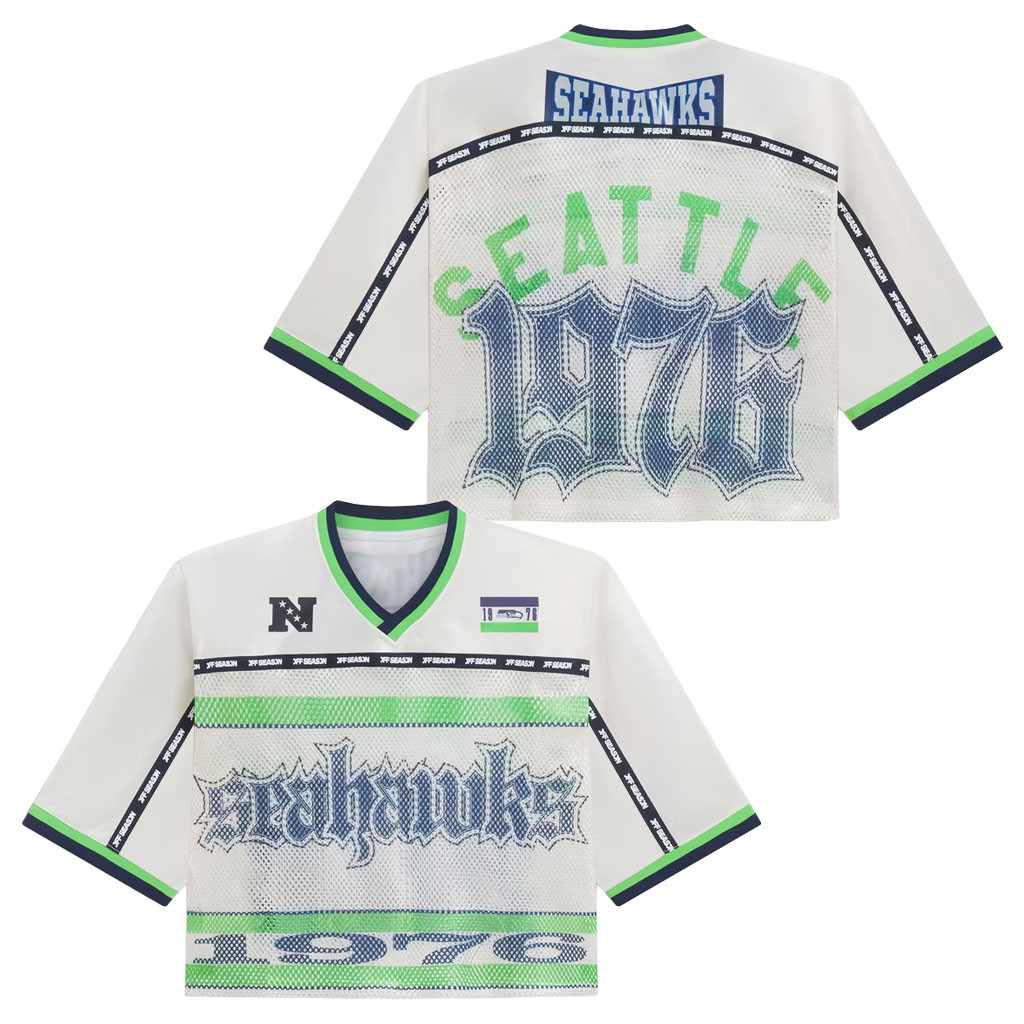 Seattle Seahawks Merch 2026 Seattle Seahawks Cropped V-Neck Jersey Football Gift For Her