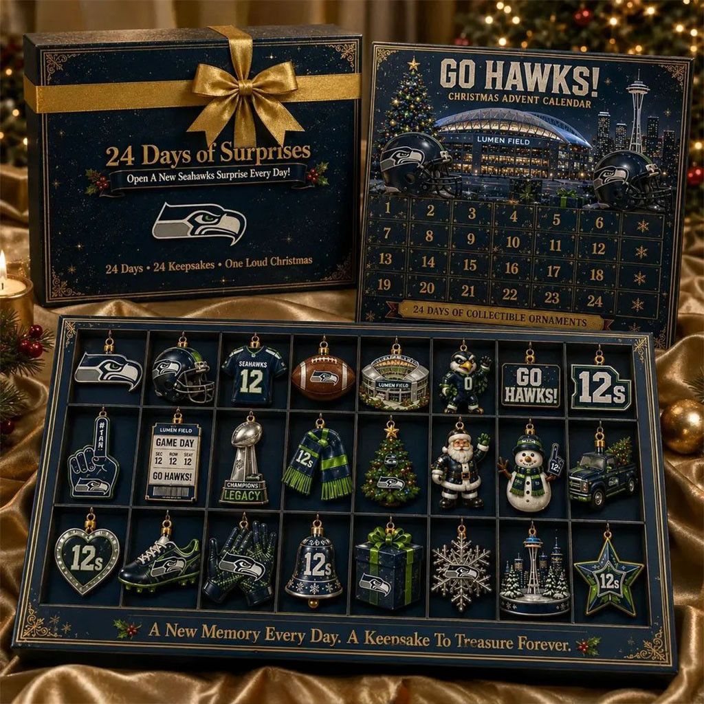 Seattle Seahawks Merch Go Hawks 2026 Christmas Ornaments Advent Calendar Gifts For Football Fan