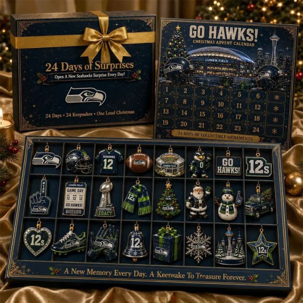 Seattle Seahawks Merch Go Hawks 2026 Christmas Ornaments Advent Calendar Gifts For Football Fan - Image 2