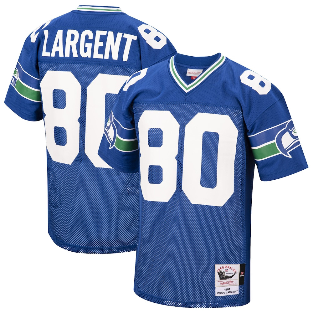 Seattle Seahawks Merch - Men's 1985 Steve Largent Royal Authentic Throwback Retired Player Jersey - Mitchell & Ness - Football Fan Gear