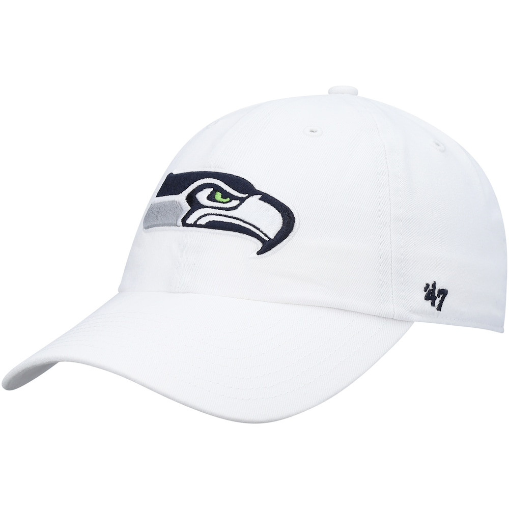 Seattle Seahawks Merch - Men's '47 Clean Up Adjustable Hat, White - Football Gift Ideas For Men