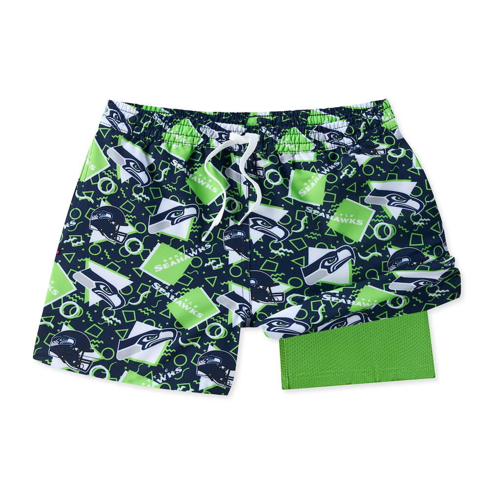 Seattle Seahawks Merch - Men's Chubbies Game Day Fit Classic Lined Swim Trunks, Navy - Football Christmas Gifts