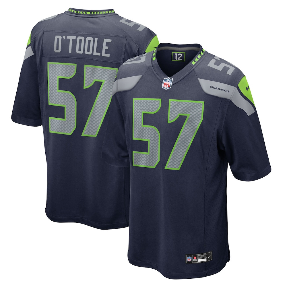 Seattle Seahawks Merch - Men's Connor O'Toole College Team Game Jersey, Navy - Football Christmas Gifts