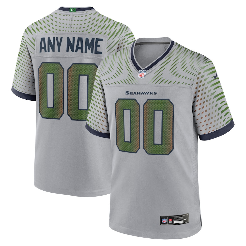 Seattle Seahawks Merch - Men's Gray 2025 Rivalries Collection Custom Game Jersey - Football Lover Presents