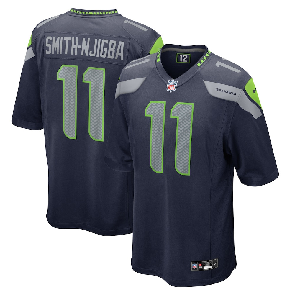 Seattle Seahawks Merch - Men's Jaxon Smith-Njigba College Game Jersey, Navy - Birthday Ideas For Football Fan