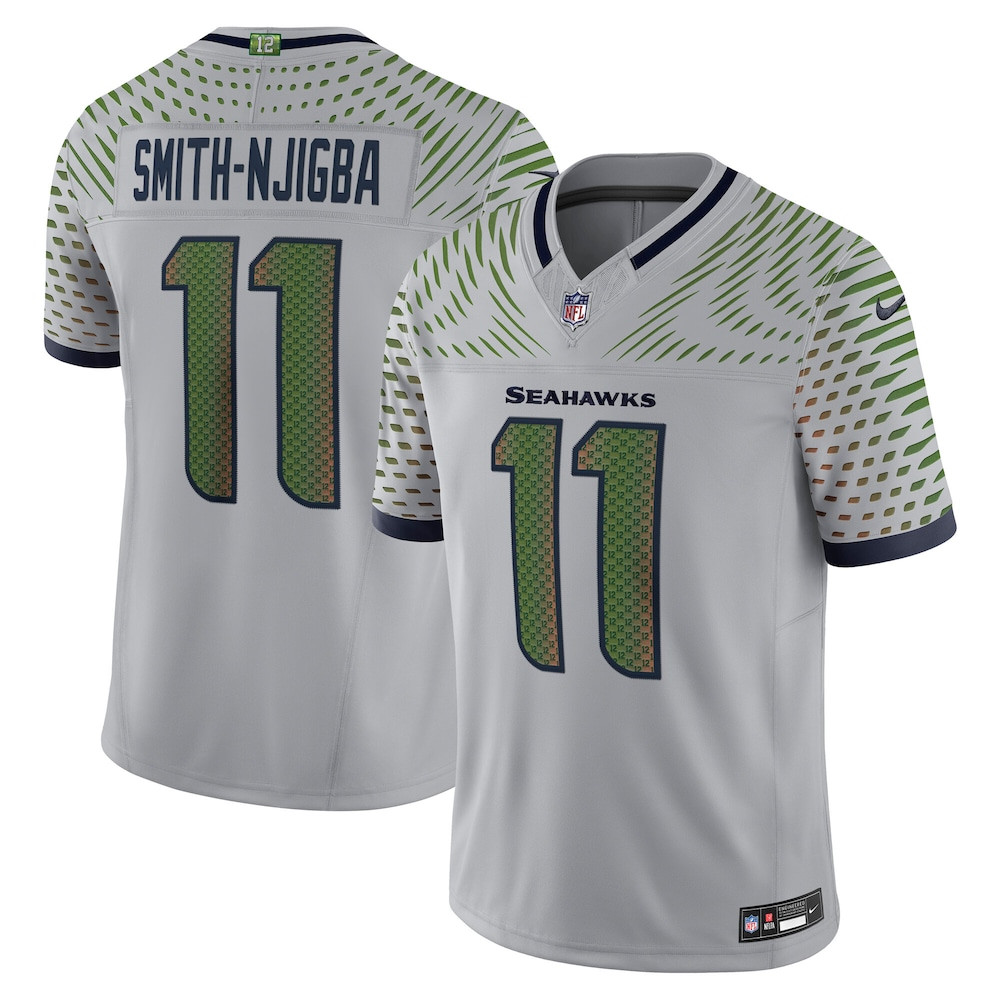 Seattle Seahawks Merch - Men's Jaxon Smith-Njigba Wolf Gray 2025 Rivalries Collection Stitched Limited Jersey - Football Present Ideas