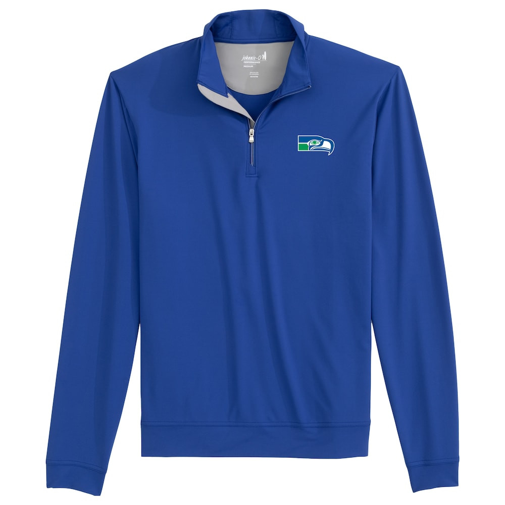 Seattle Seahawks Merch - Men's johnnie-O Royal Motion Quarter-Zip Pullover - Football Christmas Gift Ideas