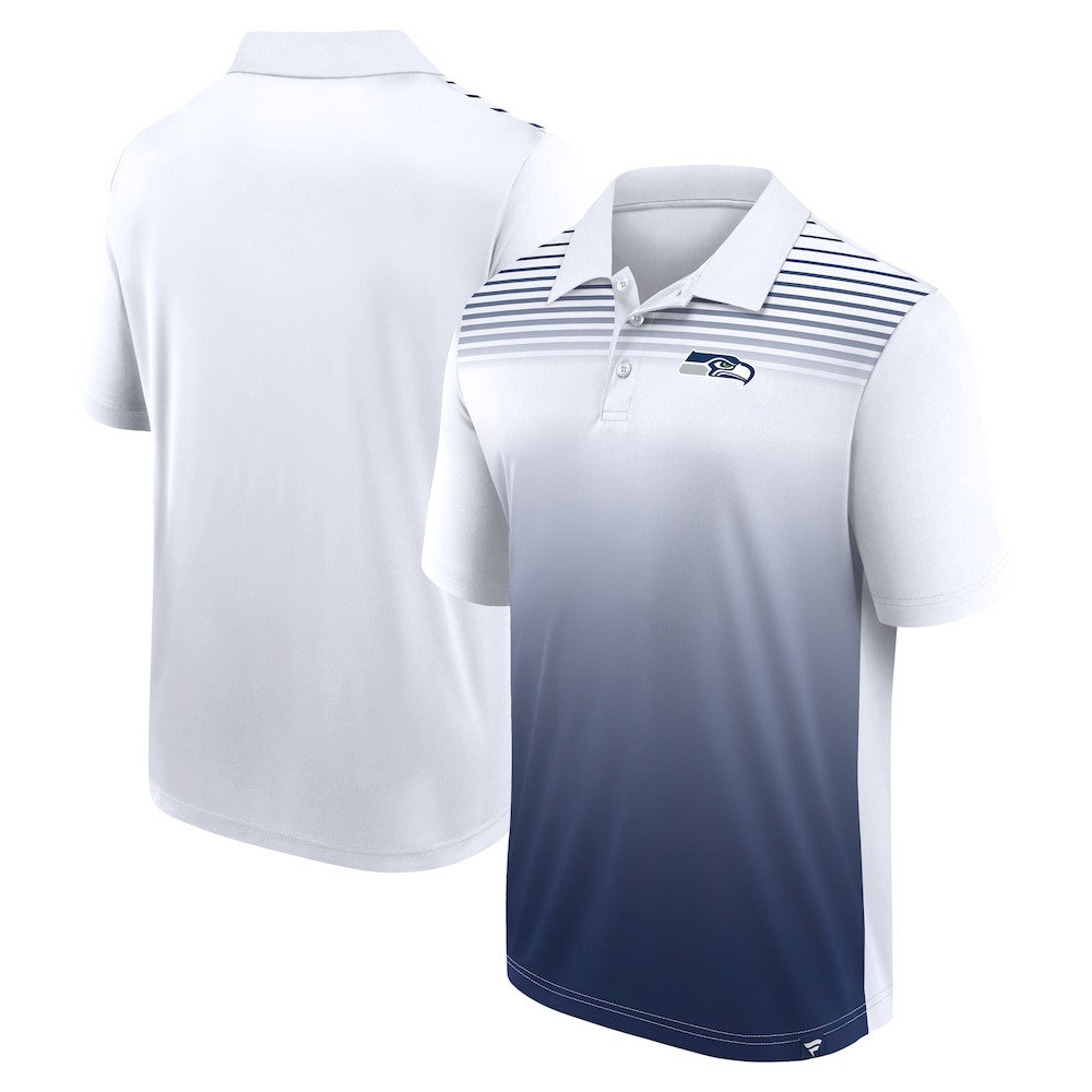 Seattle Seahawks Merch - Men's Logo Athletic Sandlot Game Polo, White - Gift Ideas For Football Lovers