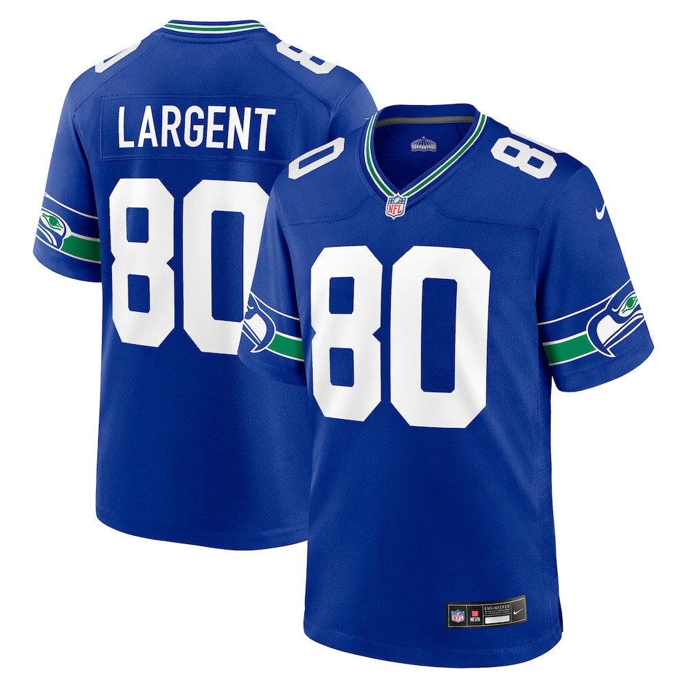 Seattle Seahawks Merch - Men's Steve Largent Royal Throwback Retired Player Game Jersey - Football Team Gifts Ideas