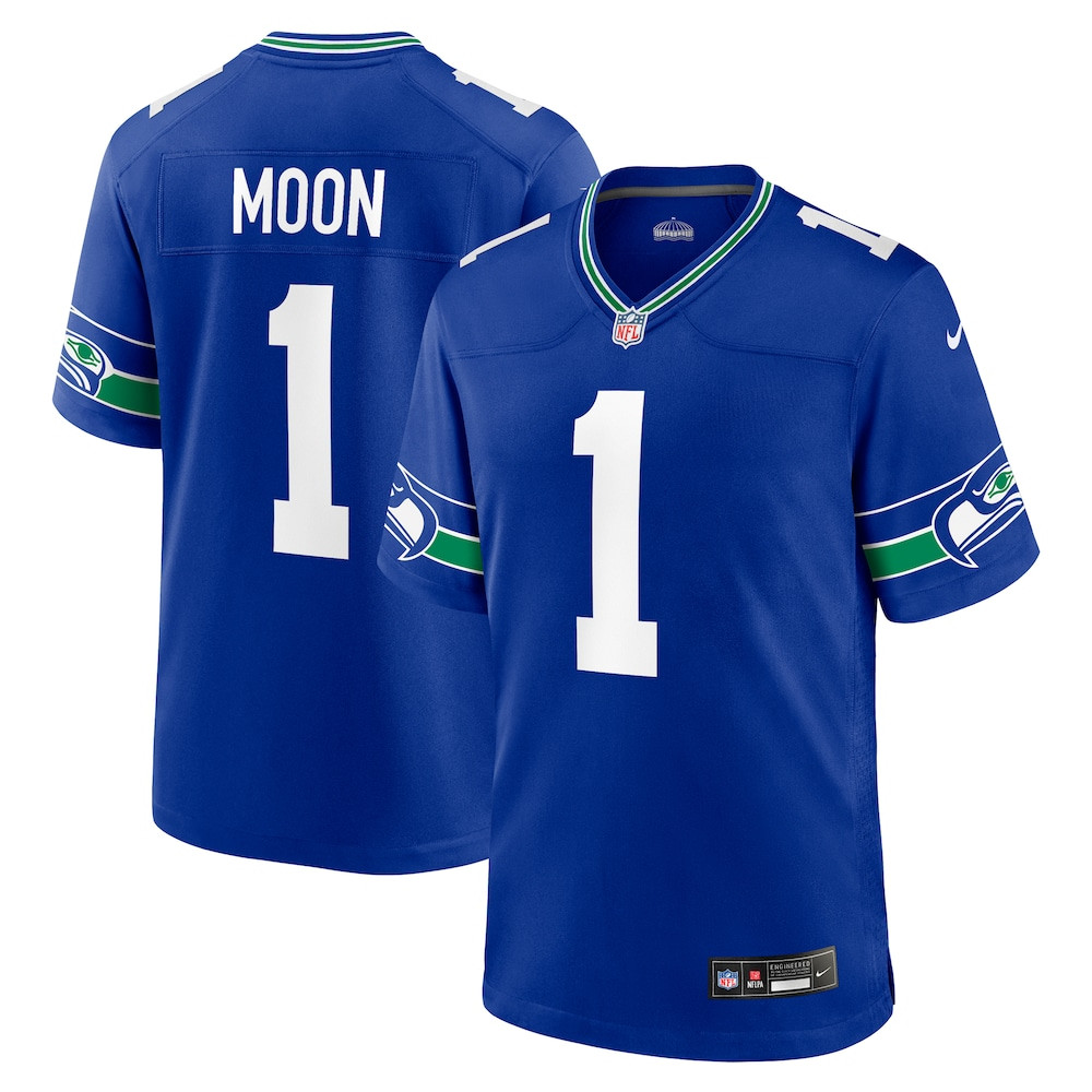 Seattle Seahawks Merch - Men's Warren Moon Royal Retired Player Alternate Game Jersey - Best Birthday Gift For Football Lovers
