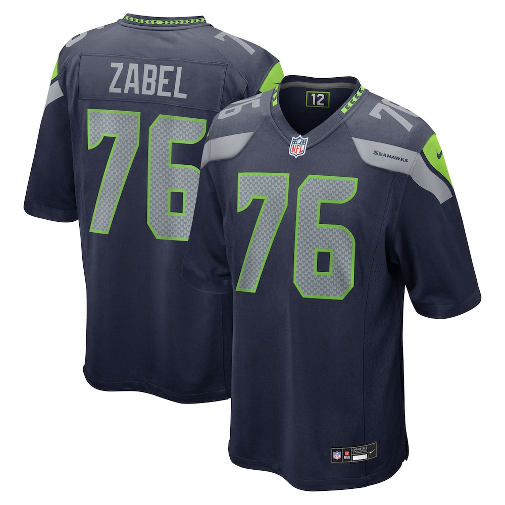 Seattle Seahawks Merch - Men's Zabel Team Game Jersey, Navy Grey - Football Related Gift Ideas