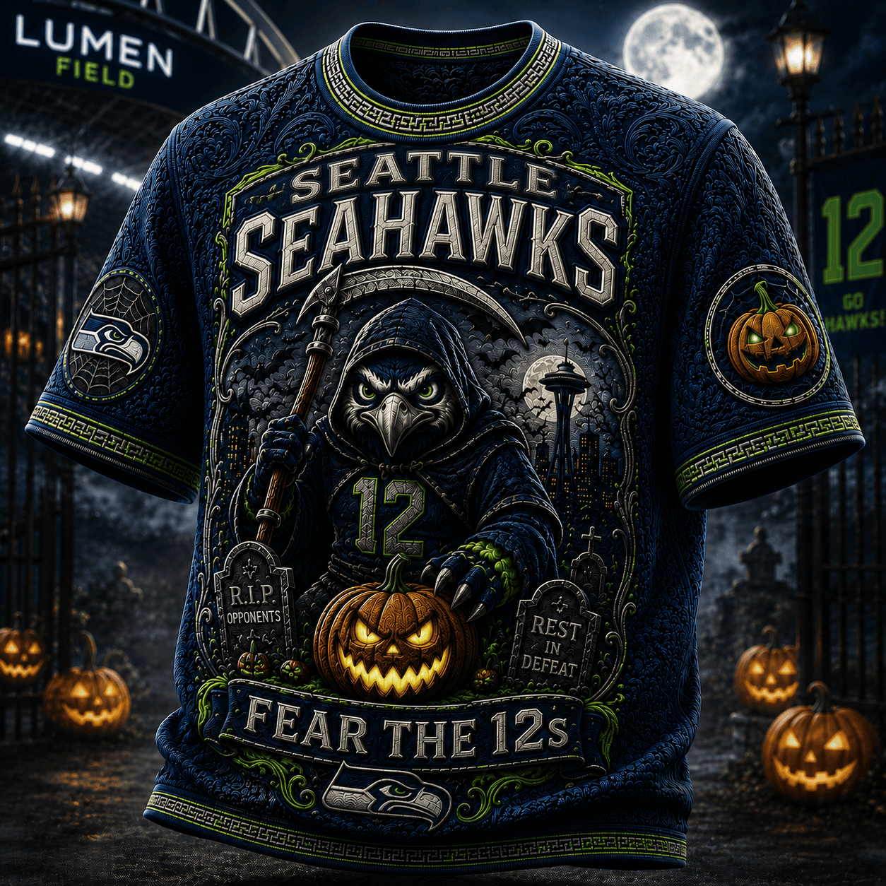 Seattle Seahawks Merch X Halloween Fear The 12s T-Shirt Football Fan Gift For Halloween