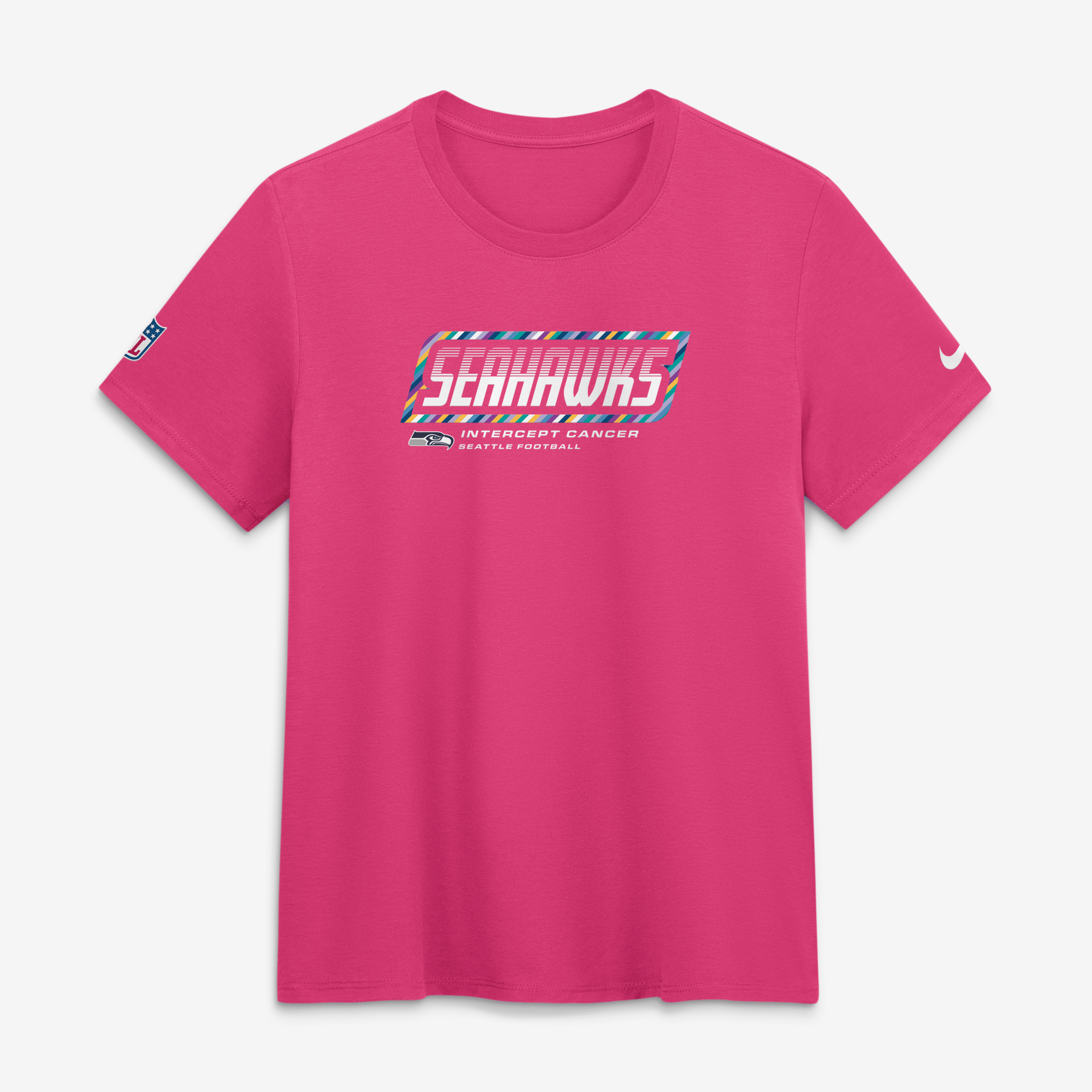 Seattle Seahawks Womens NFL Crucial Catch Merch 2026 Tri-Blend Tee Pink Football Gift Idea