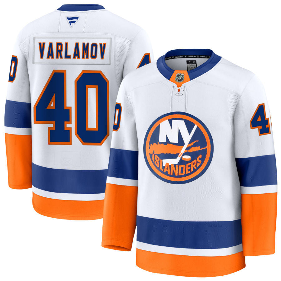 Semyon Varlamov New York Islanders 2025 Away Jersey - White 1 Semyon Varlamov New York Islanders 2025 Away Jersey - White