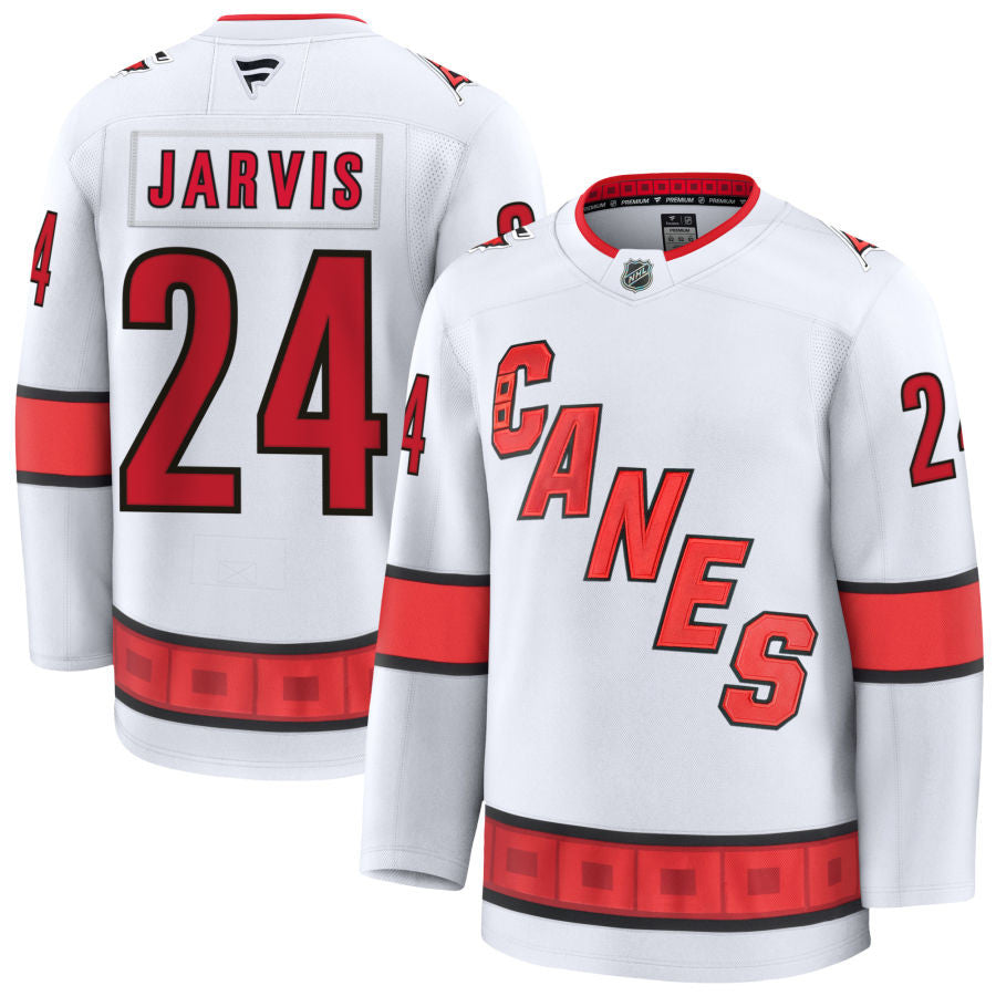 Seth Jarvis Carolina Hurricanes 2025 Away Jersey - White 1 Seth Jarvis Carolina Hurricanes 2025 Away Jersey - White