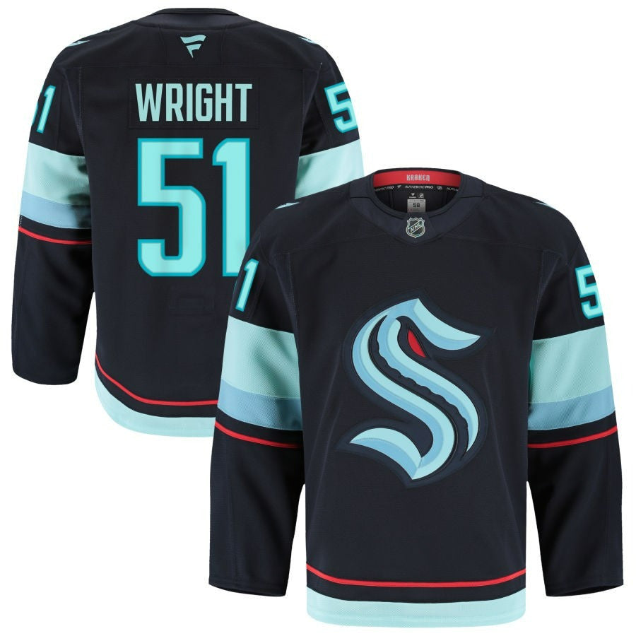 Shane Wright Seattle Kraken 2025 Home Premium Jersey - Blue 1 Shane Wright Seattle Kraken 2025 Home Premium Jersey - Blue