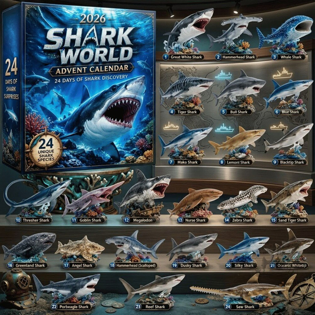 Shark World Advent Calendar 2026 Special Collection Xmas Tree Ornaments Holiday Decor