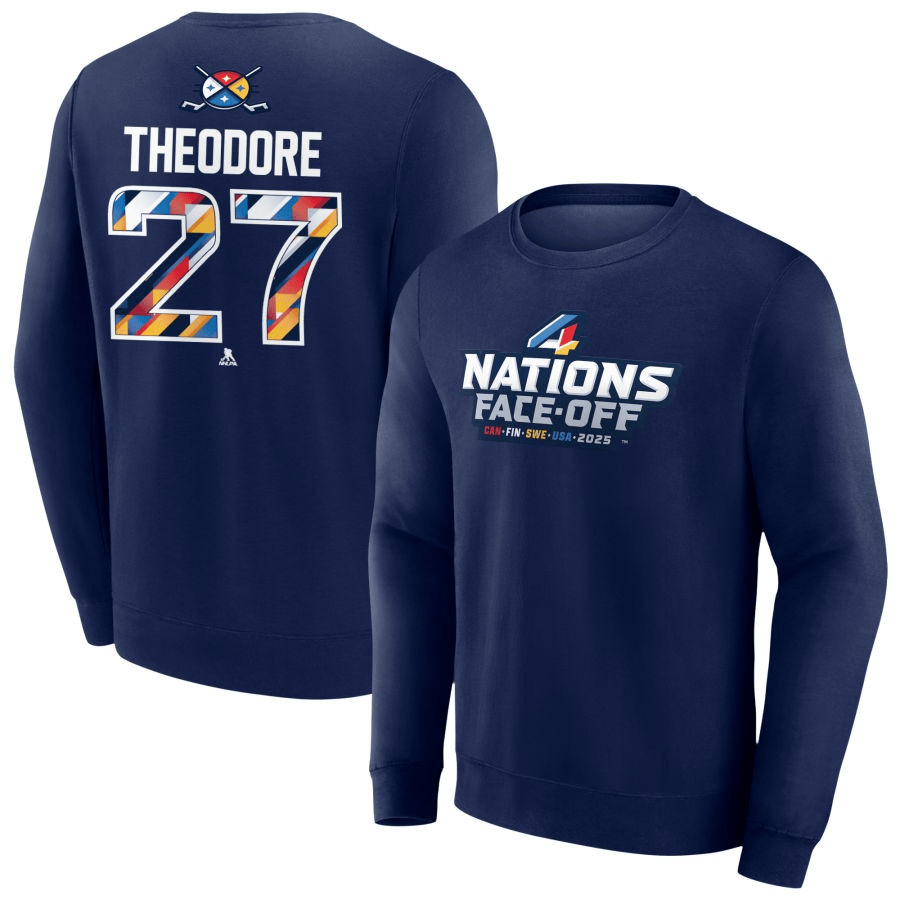 Shea Theodore 2025 4 Nations Face-Off Pick-A-Player Pullover Navy Sweatshirt